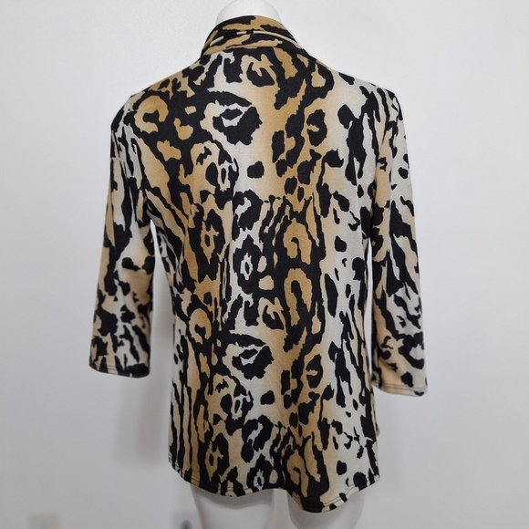 Isabella Rodriguez Academia Animal Print Waterfall Mobwife Cardigan Size L - Picture 7 of 14